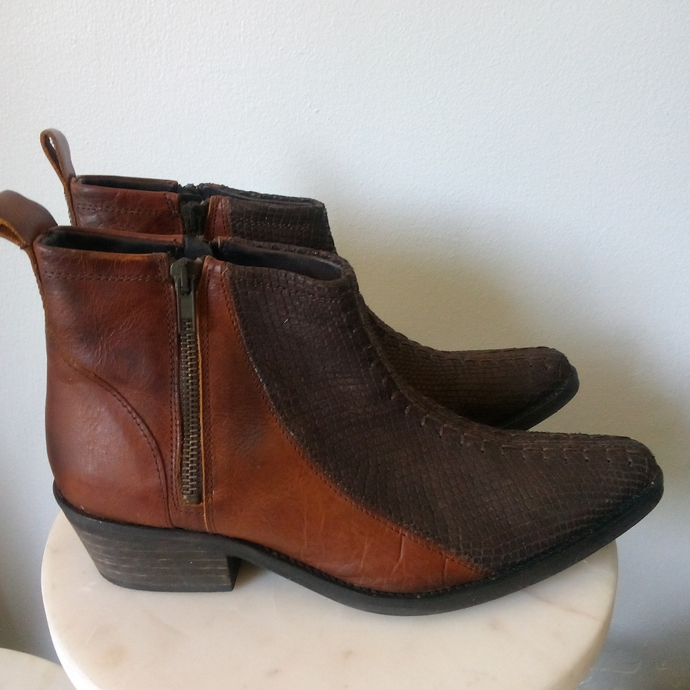Brown Free People Collection Womens Flying Ranch Ankle Boot